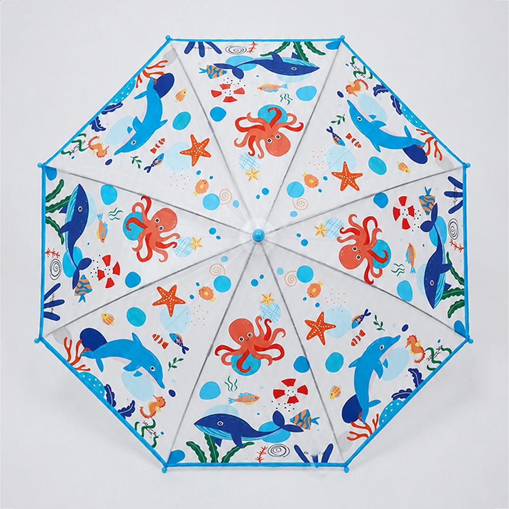Sea Octopus Theme Transparent Umbrella for Toddlers & Kids