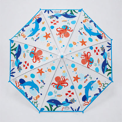 Sea Octopus Theme Transparent Umbrella for Toddlers & Kids