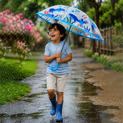 Sea Octopus Theme Transparent Umbrella for Toddlers & Kids
