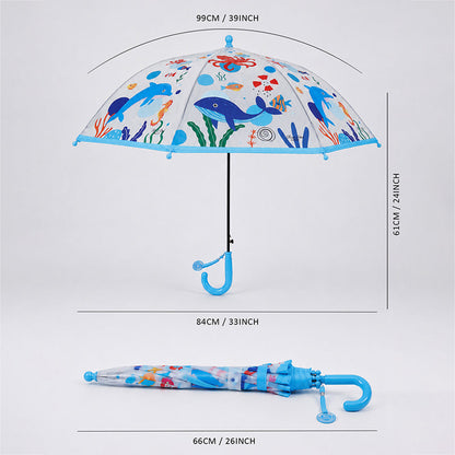 Sea Octopus Theme Transparent Umbrella for Toddlers & Kids