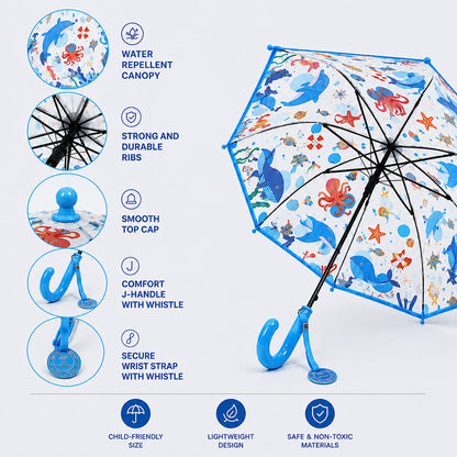 Sea Octopus Theme Transparent Umbrella for Toddlers & Kids