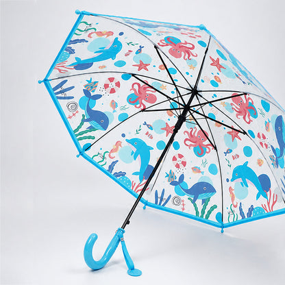 Sea Octopus Theme Transparent Umbrella for Toddlers & Kids