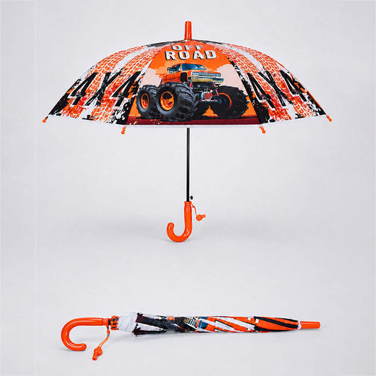Off-Road Monster Truck Print Umbrella for Kids,5yrs - 10yrs