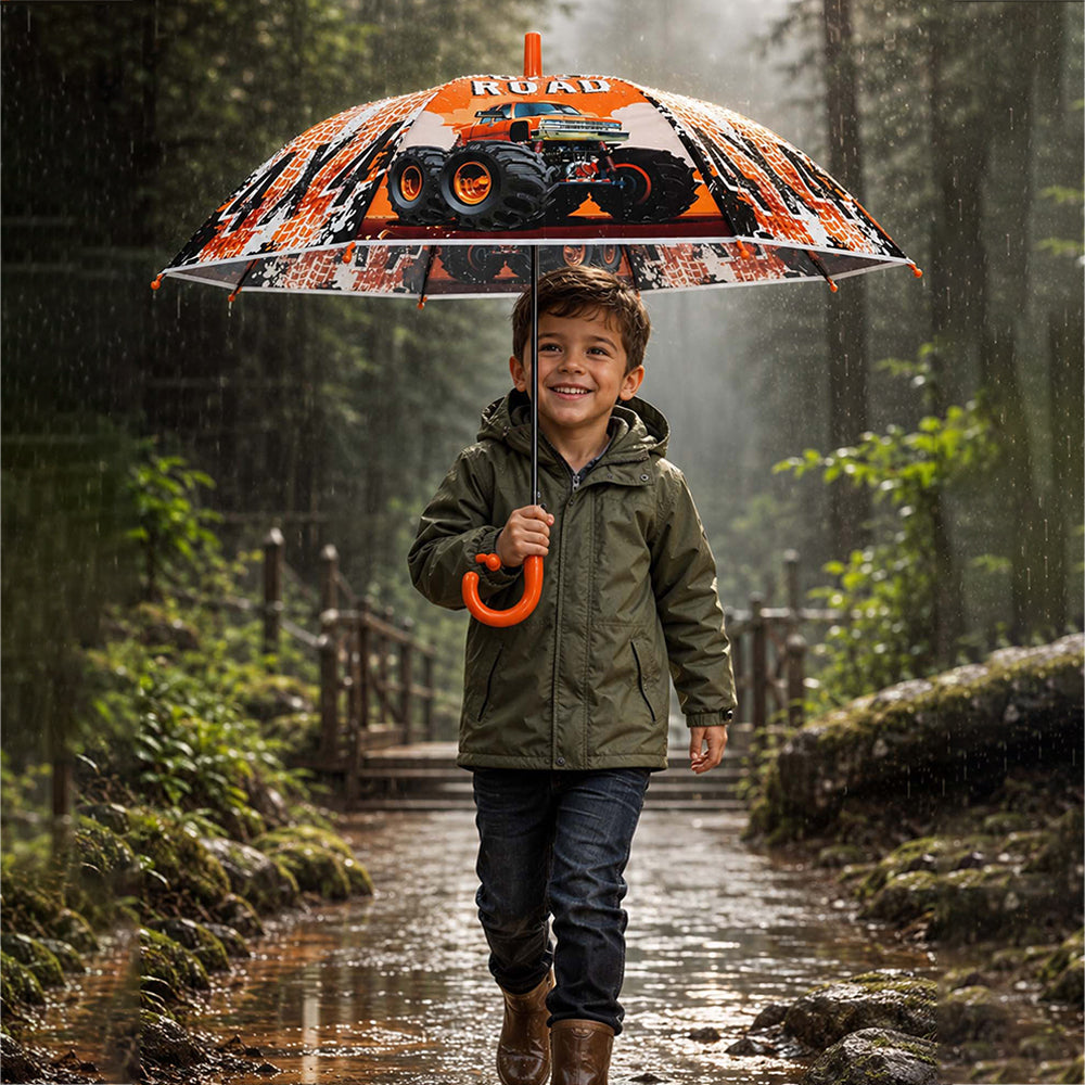 Off-Road Monster Truck Print Umbrella for Kids,5yrs - 10yrs