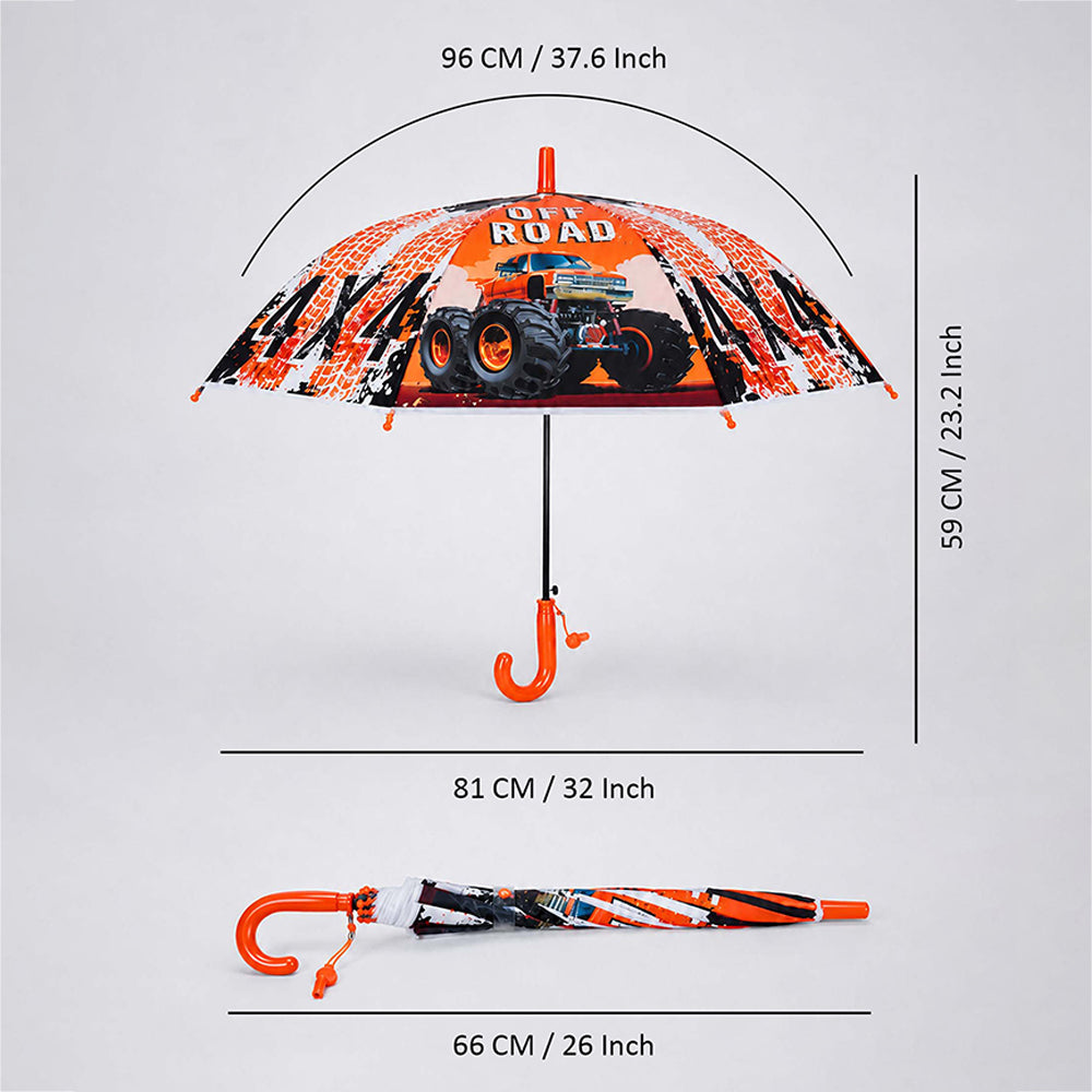 Off-Road Monster Truck Print Umbrella for Kids,5yrs - 10yrs