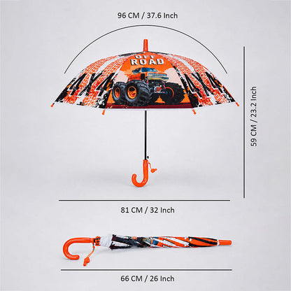 Off-Road Monster Truck Print Umbrella for Kids,5yrs - 10yrs