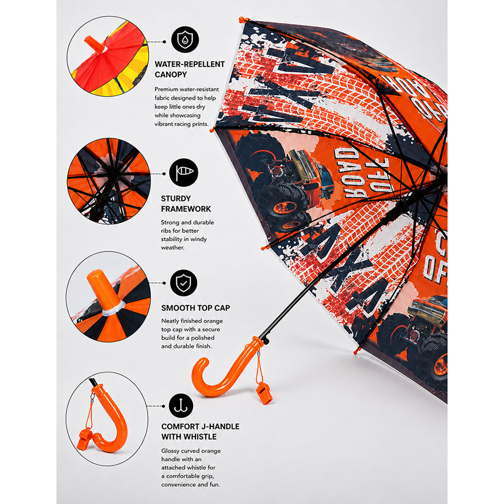 Off-Road Monster Truck Print Umbrella for Kids,5yrs - 10yrs