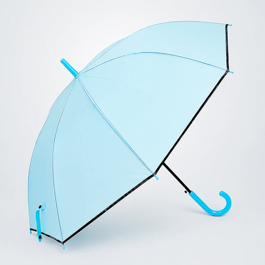 Pastel Blue Solid Black border Umbrella for Adults