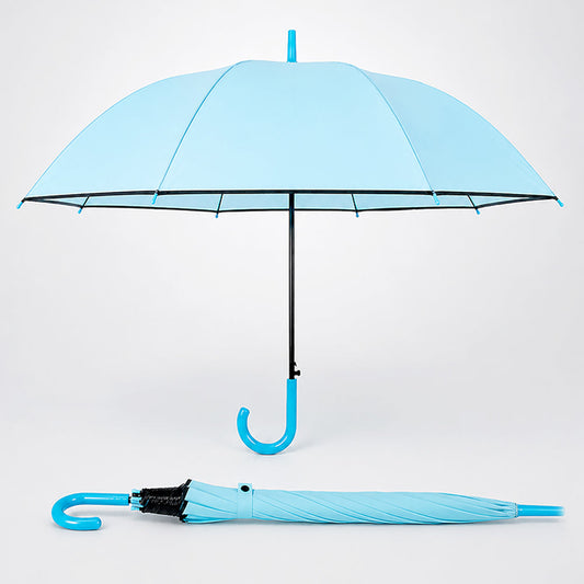 Pastel Blue Solid Black border Umbrella for Adults