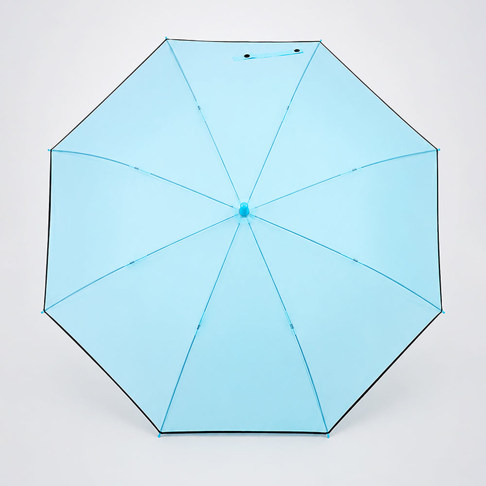 Pastel Blue Solid Black border Umbrella for Adults