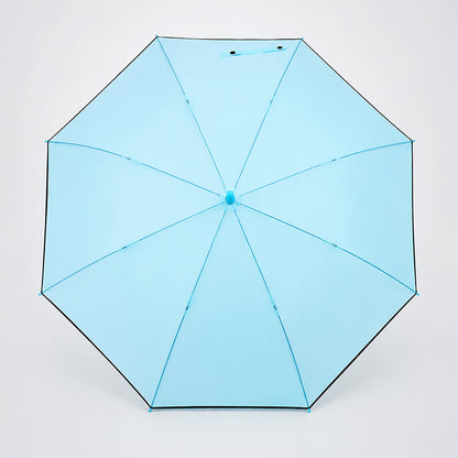 Pastel Blue Solid Black border Umbrella for Adults