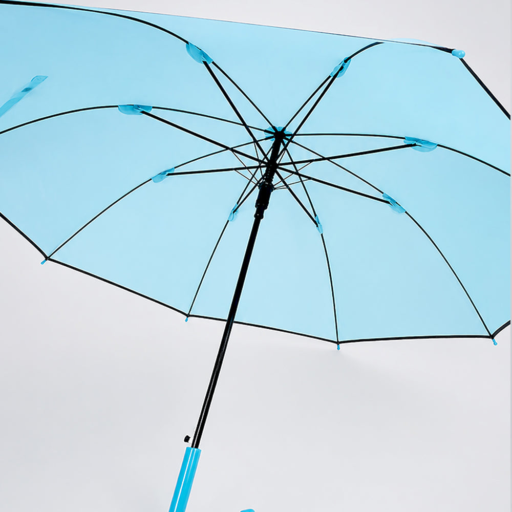 Pastel Blue Solid Black border Umbrella for Adults