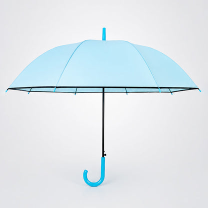 Pastel Blue Solid Black border Umbrella for Adults