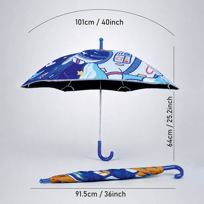 Wheel style Planet Space Astronaut Printed UPF 50+ Kids-Umbrella-5-10Y