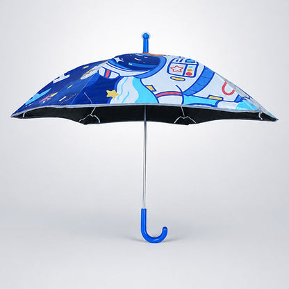 Wheel style Planet Space Astronaut Printed UPF 50+ Kids-Umbrella-5-10Y