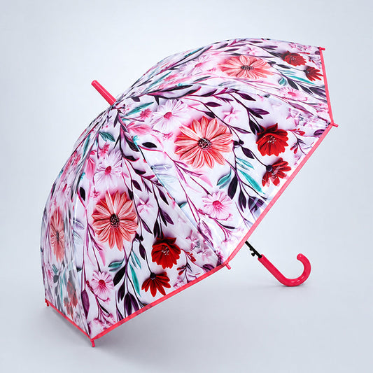 Pink Floral Tile Print Umbrella for Teens & Adults