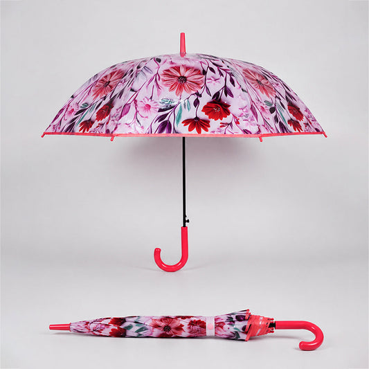 Pink Floral Tile Print Umbrella for Teens & Adults