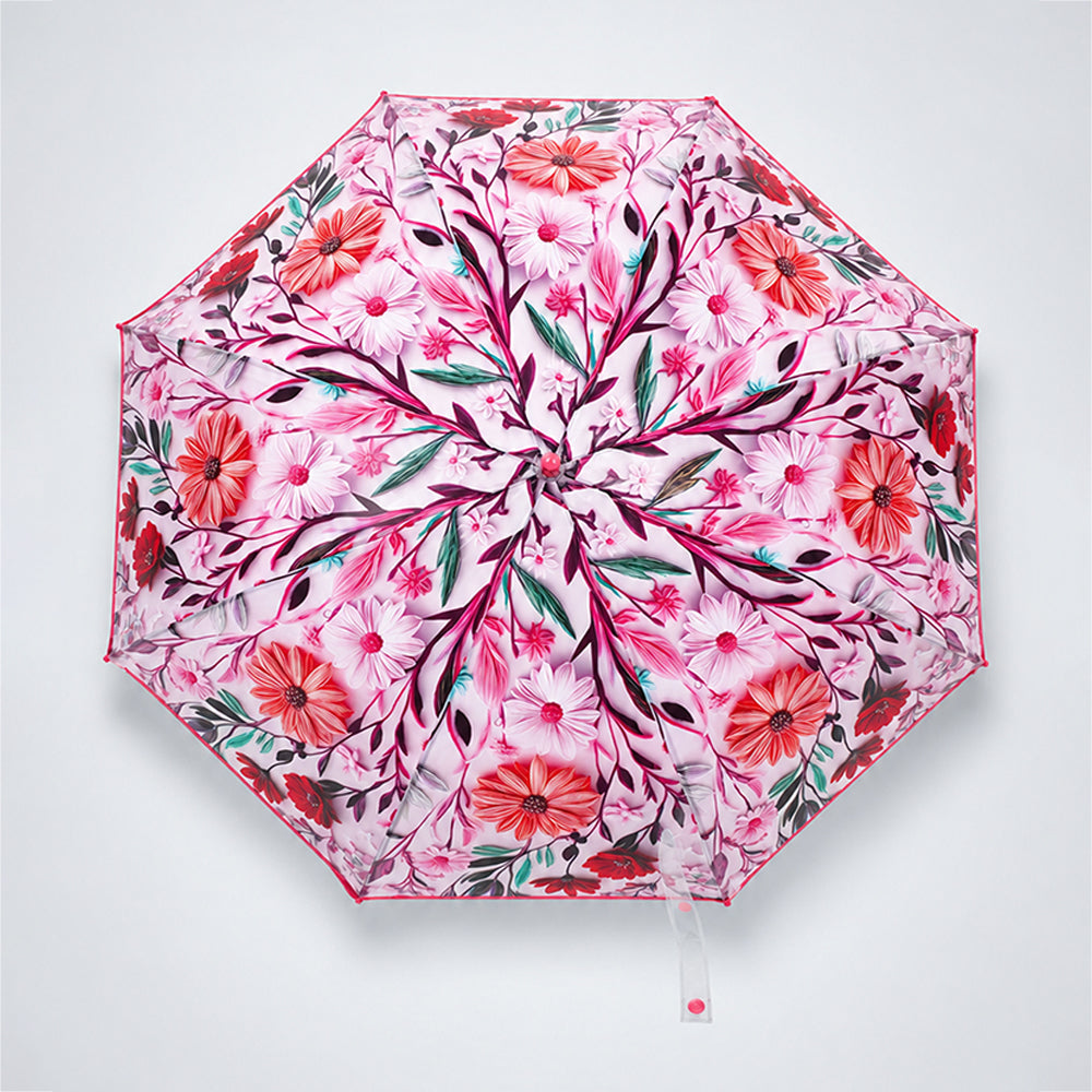 Pink Floral Tile Print Umbrella for Teens & Adults