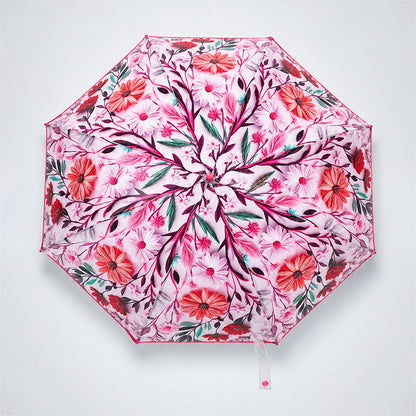 Pink Floral Tile Print Umbrella for Teens & Adults