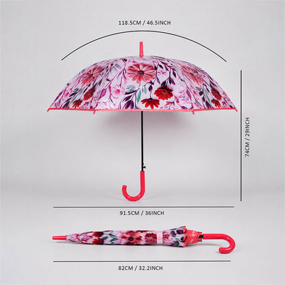 Pink Floral Tile Print Umbrella for Teens & Adults