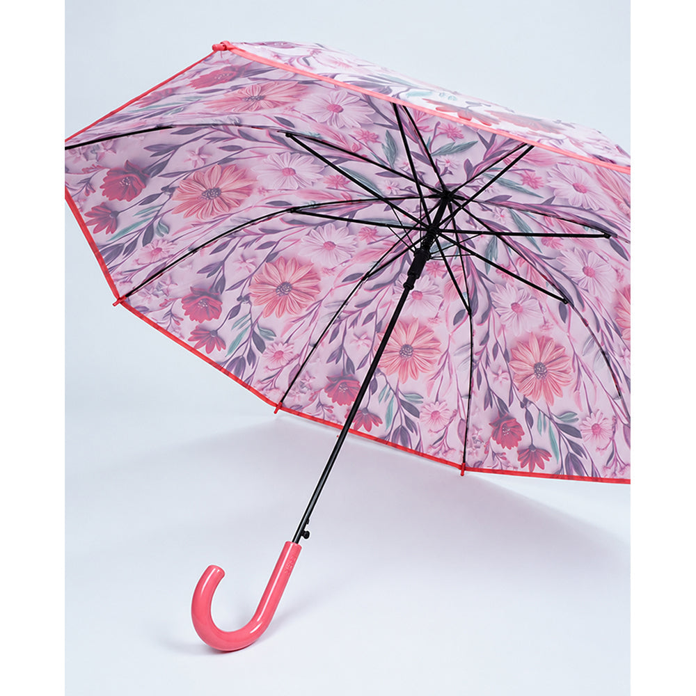 Pink Floral Tile Print Umbrella for Teens & Adults