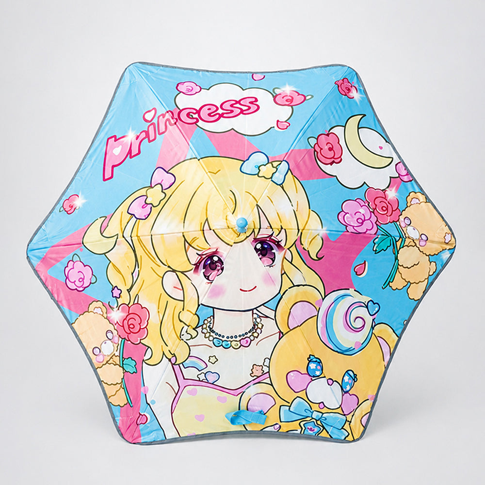 Wheel style Princess Girl Printed UPF 50+ Kids-Umbrella-5-10Y
