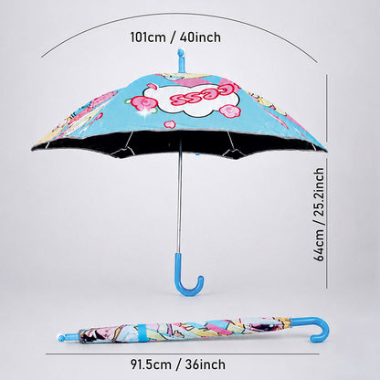 Wheel style Princess Girl Printed UPF 50+ Kids-Umbrella-5-10Y