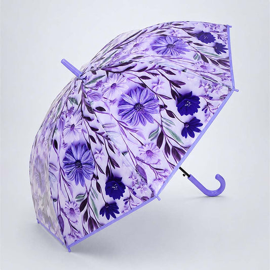 Purple Floral Tile Print Umbrella for Teens & Adults