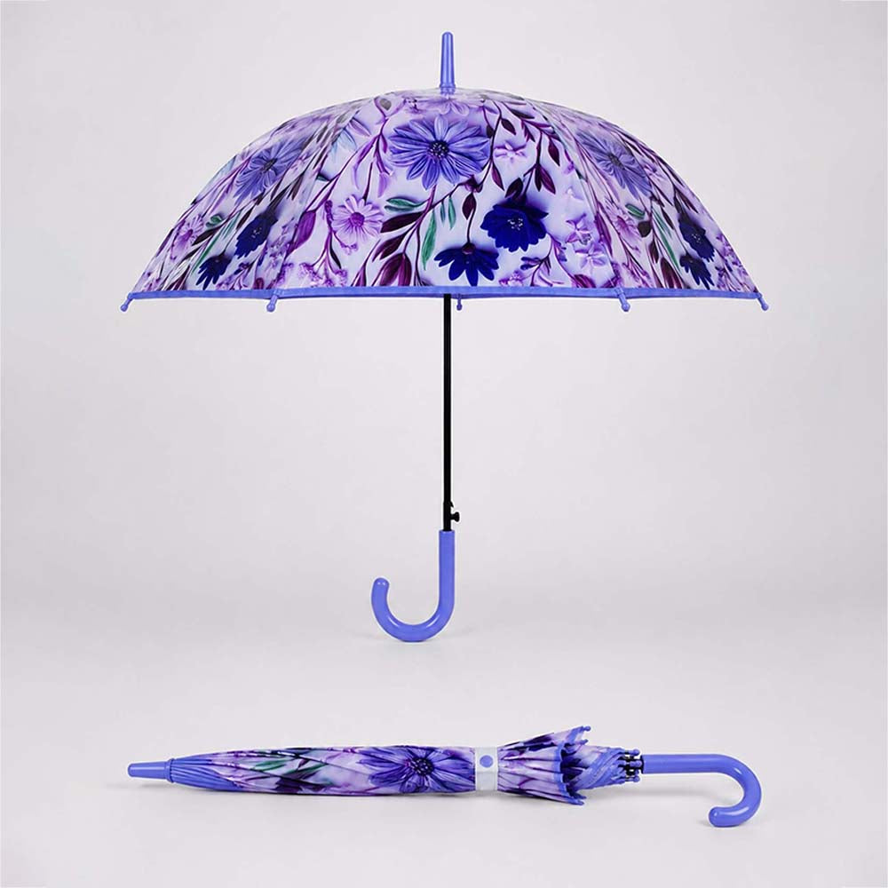 Purple Floral Tile Print Umbrella for Teens & Adults