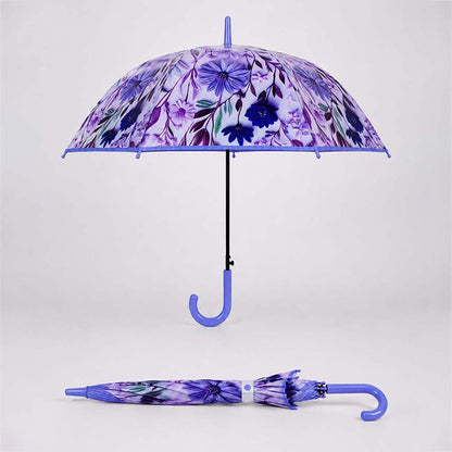 Purple Floral Tile Print Umbrella for Teens & Adults