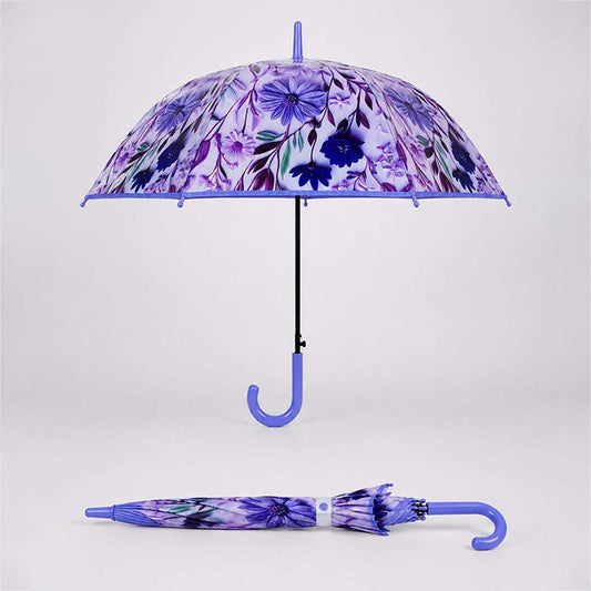Purple Floral Tile Print Umbrella for Teens & Adults