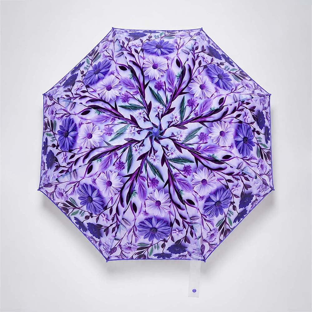 Purple Floral Tile Print Umbrella for Teens & Adults