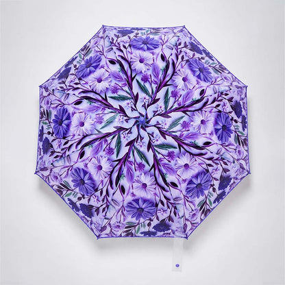 Purple Floral Tile Print Umbrella for Teens & Adults