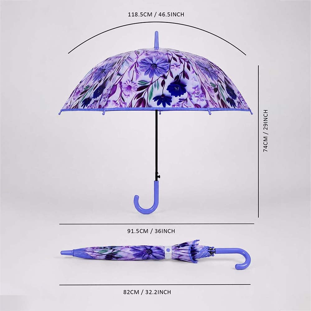 Purple Floral Tile Print Umbrella for Teens & Adults