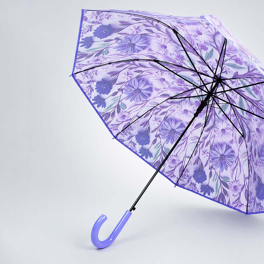 Purple Floral Tile Print Umbrella for Teens & Adults