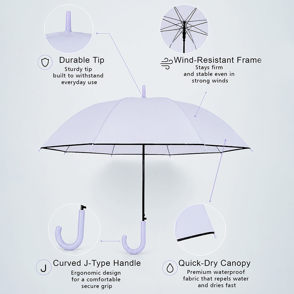 Purple Solid Black border Umbrella for Adults