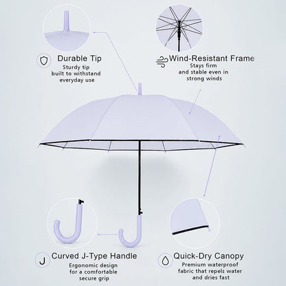 Purple Solid Black border Umbrella for Adults