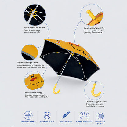 Wheel style Quack Ducky Wheel style printed UPF 50+ Kids-Umbrella -5-10Y