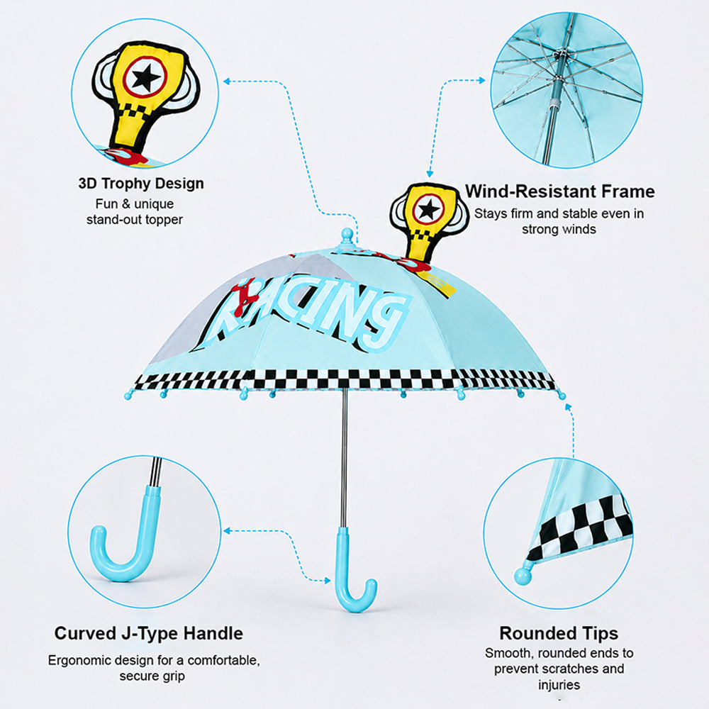 3D Trophy No.1 Racer Umbrella for Kids 3-8Y