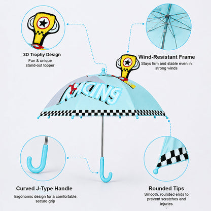 3D Trophy No.1 Racer Umbrella for Kids 3-8Y