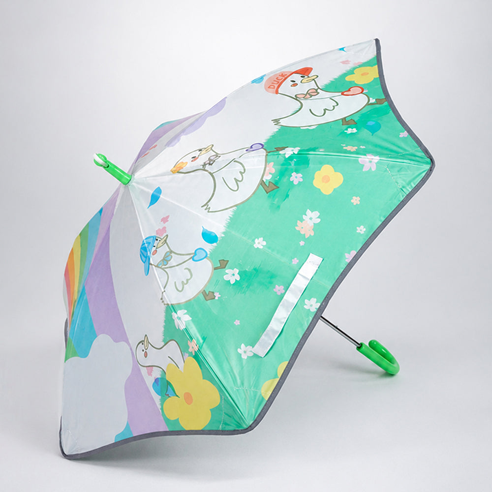 Wheel style Rainbow Duck Printed UPF 50+ Kids-Umbrella-5-10Y
