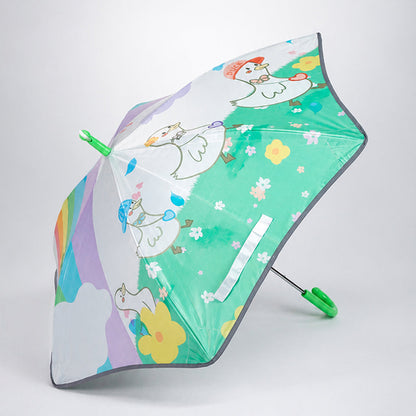 Wheel style Rainbow Duck Printed UPF 50+ Kids-Umbrella-5-10Y