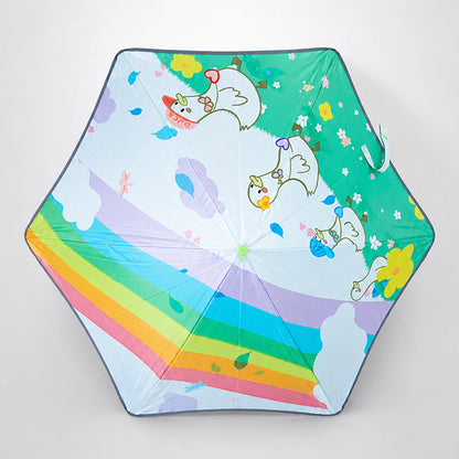 Wheel style Rainbow Duck Printed UPF 50+ Kids-Umbrella-5-10Y