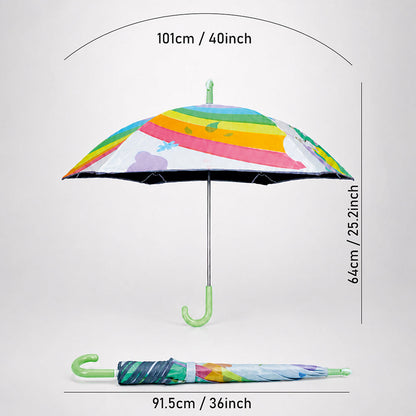 Wheel style Rainbow Duck Printed UPF 50+ Kids-Umbrella-5-10Y