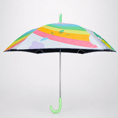 Wheel style Rainbow Duck Printed UPF 50+ Kids-Umbrella-5-10Y