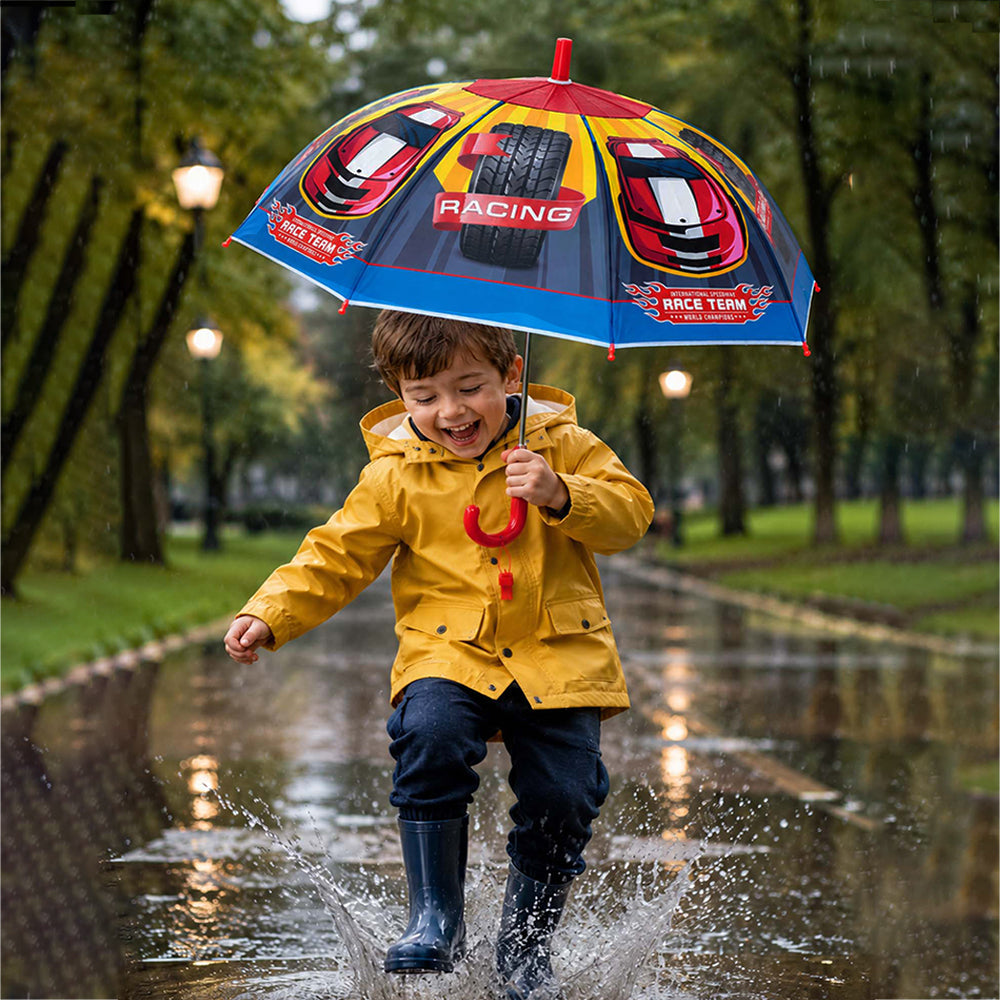 Race Car Print Umbrella for Kids,5yrs-10yrs