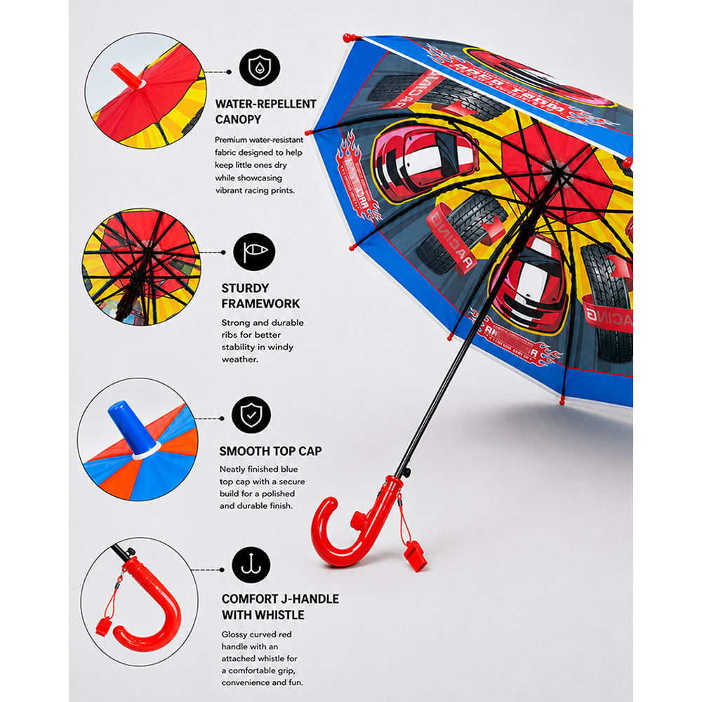 Race Car Print Umbrella for Kids,5yrs-10yrs