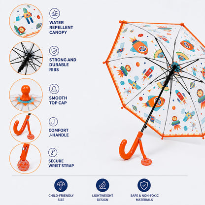 Rocket theme Transparent Umbrella for Toddlers & Kids