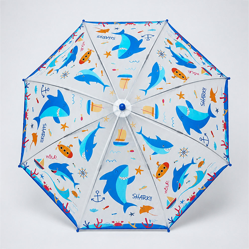 Sea Shark theme Transparent Umbrella for Toddlers & Kids