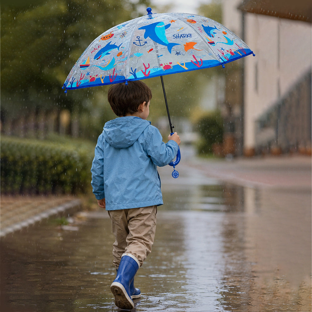 Sea Shark theme Transparent Umbrella for Toddlers & Kids